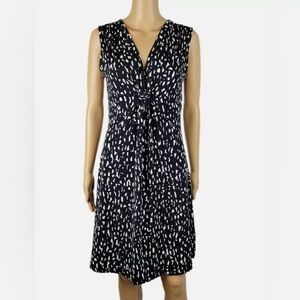 Merona Black White Deep V Neck Sleeveless Dress With Front Knot Size Medium